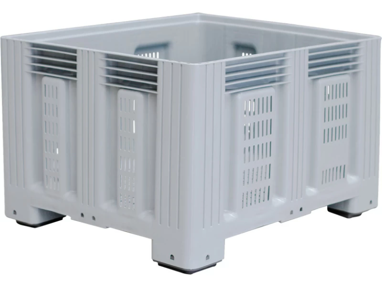 Контейнер 1200х1000х758 перфорированный, на ножках серый купить в Москве Контейнер 1200х1000х758 перфорированный, на ножках серый купить в Москве