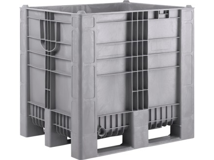 BoxPallet 1200х1000х1140 сплошной, на 3-х полозьях серый купить в Москве