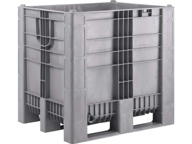 BoxPallet 1200х1000х1140 сплошной, на 3-х полозьях серый купить в Москве