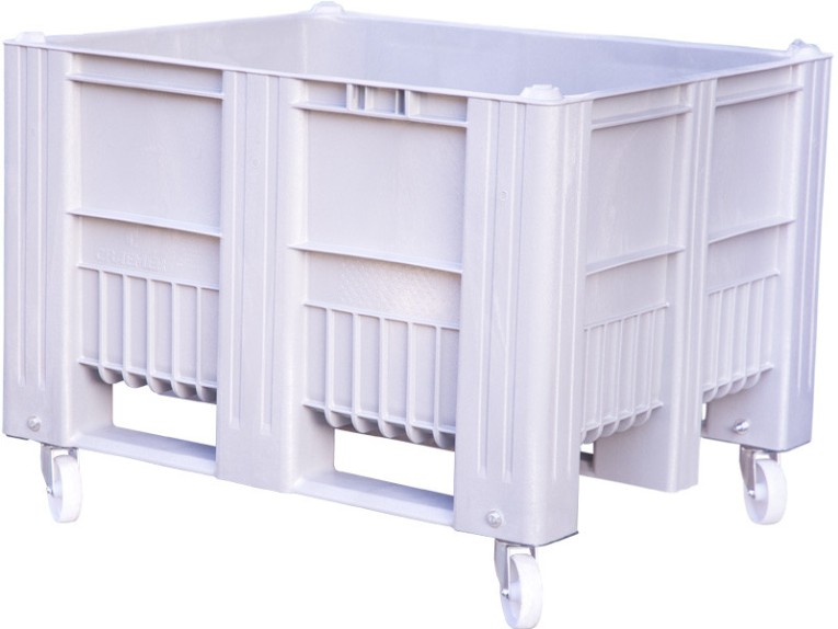 BoxPallet 1200x1000x900 мм сплошной на колесах серый купить в Москве