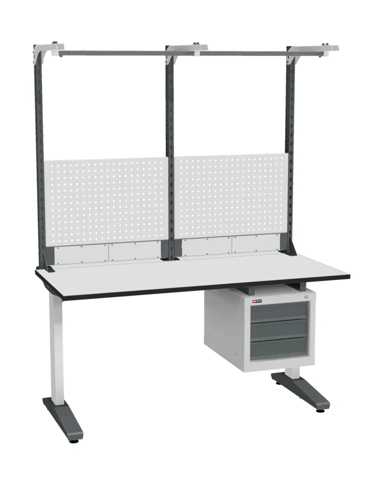 Стол монтажный ДиКом СР-150-01, ESD Thermopal, нерегулируемый, экран Э2, с подвесной тумбой купить в Москве Стол монтажный ДиКом СР-150-01, ESD Thermopal, нерегулируемый, экран Э2, с подвесной тумбой купить в Москве