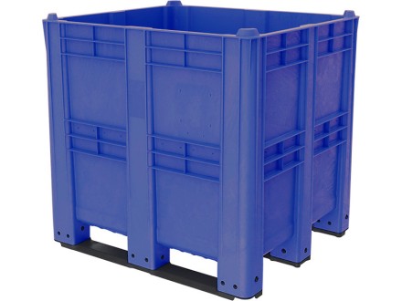 BoxPallet 1300х1150х1250 сплошной, на 3 полозьях синий купить в Москве