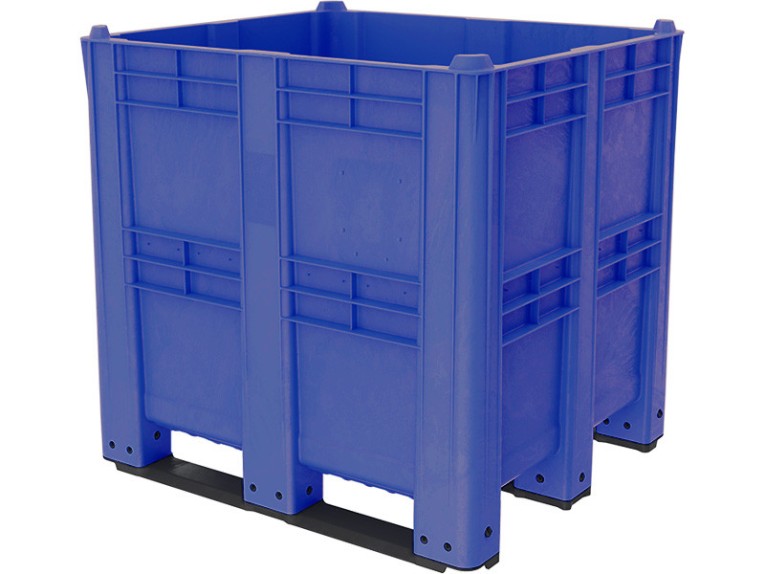 BoxPallet 1300х1150х1250 сплошной, на 3 полозьях синий купить в Москве