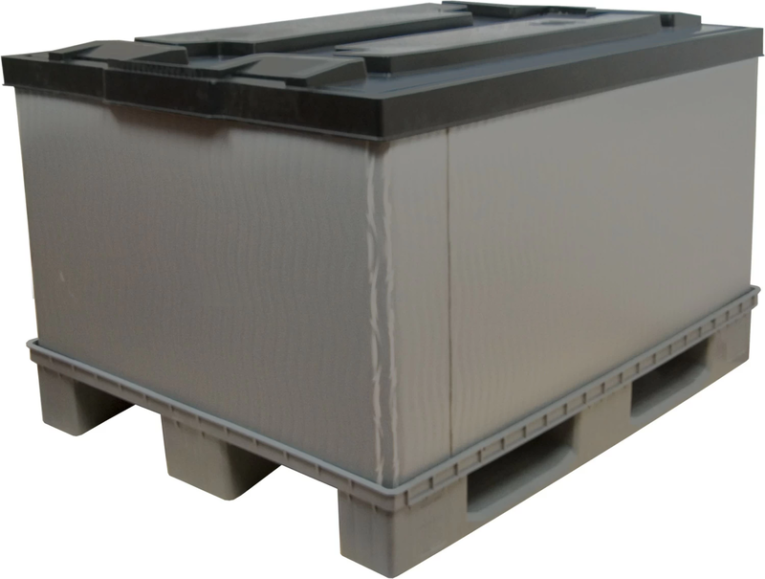 Контейнер 1200х800х860 мм сплошной разборный на п/паллет серый купить в Москве