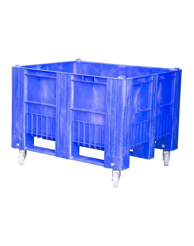 BoxPallet 1200х1000х900 мм сплошной на колесах синий