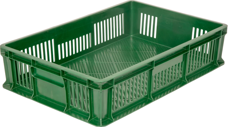 Ящик 600х400х140 мм перфорированный без ручек зелёный купить в Москве Ящик 600х400х140 мм перфорированный без ручек зелёный купить в Москве