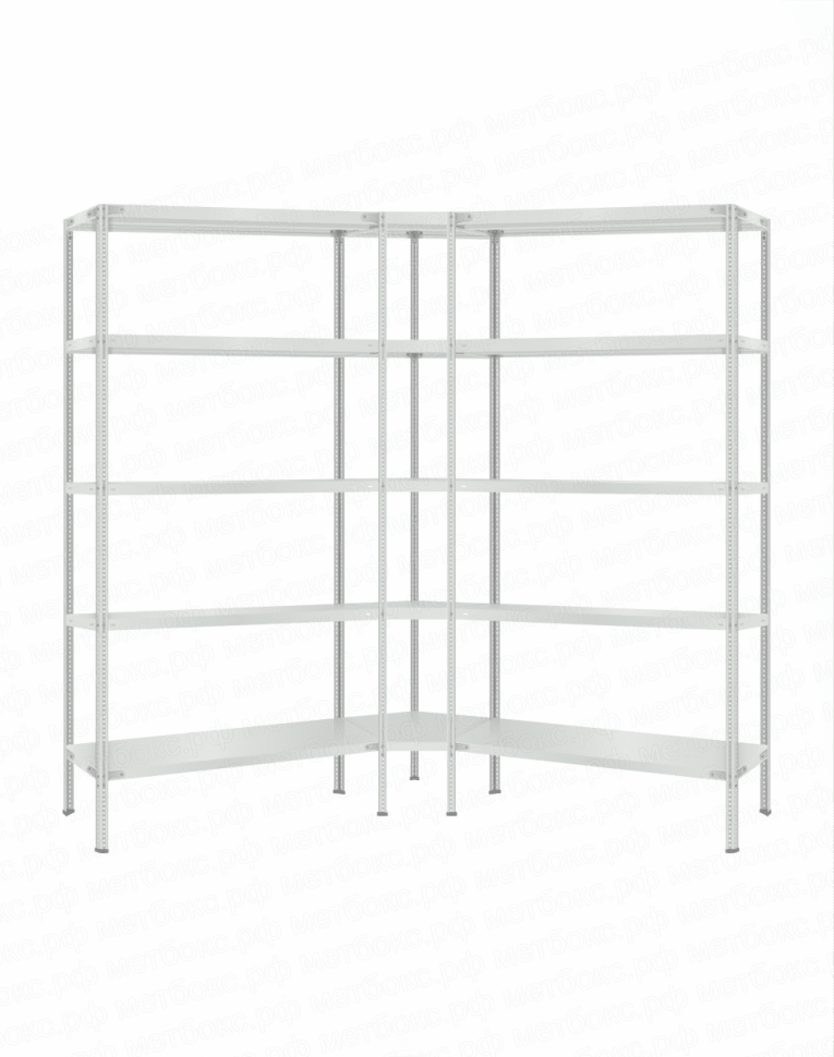 Стеллаж угловой 2000х1600х1600 (5 ярусов глубиной 400мм) купить в Москве