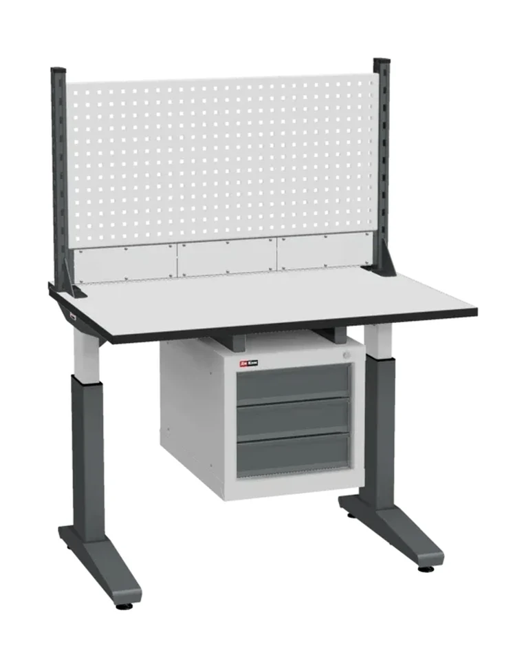 Стол монтажный ДиКом СР-100-01, ESD Thermopal, регулировка ручным приводом, экран Э1, с подвесной тумбой купить в Москве Стол монтажный ДиКом СР-100-01, ESD Thermopal, регулировка ручным приводом, экран Э1, с подвесной тумбой купить в Москве
