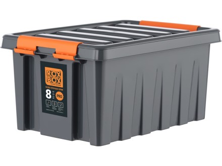 Контейнер особопрочный Rox Box PRO 8 (335х220х160 мм с крышкой и клипсами, антрацит) купить в Москве