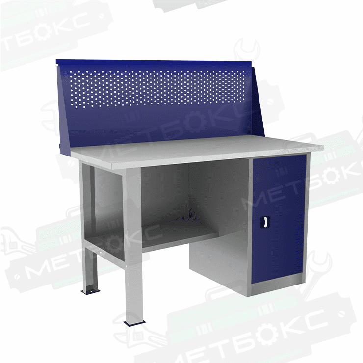 Однотумбовый слесарный верстак ВП-2/1,4 с экраном купить в Москве