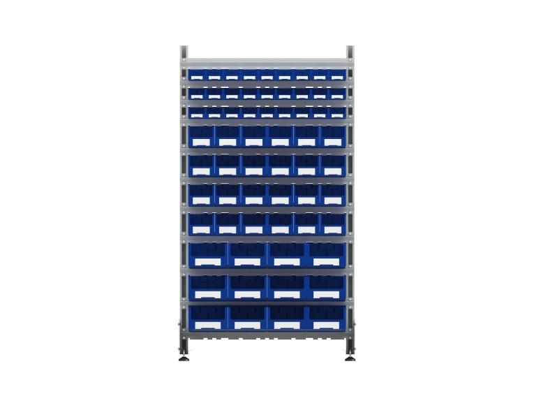 Стеллаж для пластиковых лотков SORTEX односторонний 1800x1000x450.05 купить в Москве Стеллаж для пластиковых лотков SORTEX односторонний 1800x1000x450.05 купить в Москве