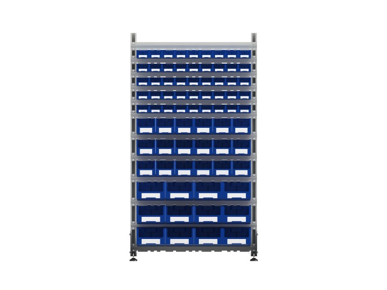 Стеллаж для пластиковых лотков SORTEX односторонний 1800x1000x450.06 купить в Москве Стеллаж для пластиковых лотков SORTEX односторонний 1800x1000x450.06 купить в Москве