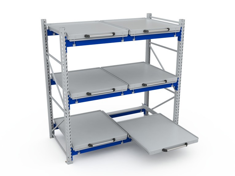 Стеллаж с выкатными платформами S-HEAVY 500 (3 яруса хранения) купить в Москве Стеллаж с выкатными платформами S-HEAVY 500 (3 яруса хранения) купить в Москве